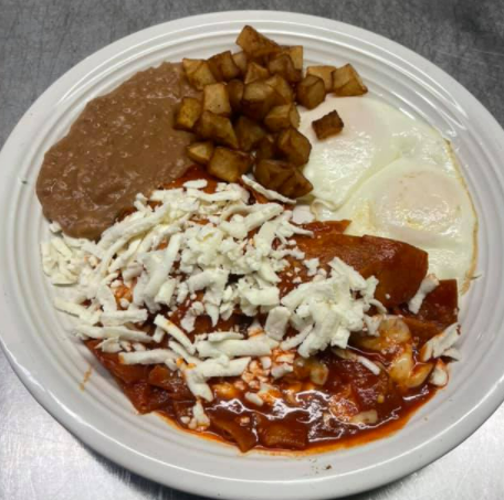 Order Chilaquieles con dos 2 Huevos food online from Los charritos mexican grill store, Rosenberg on bringmethat.com