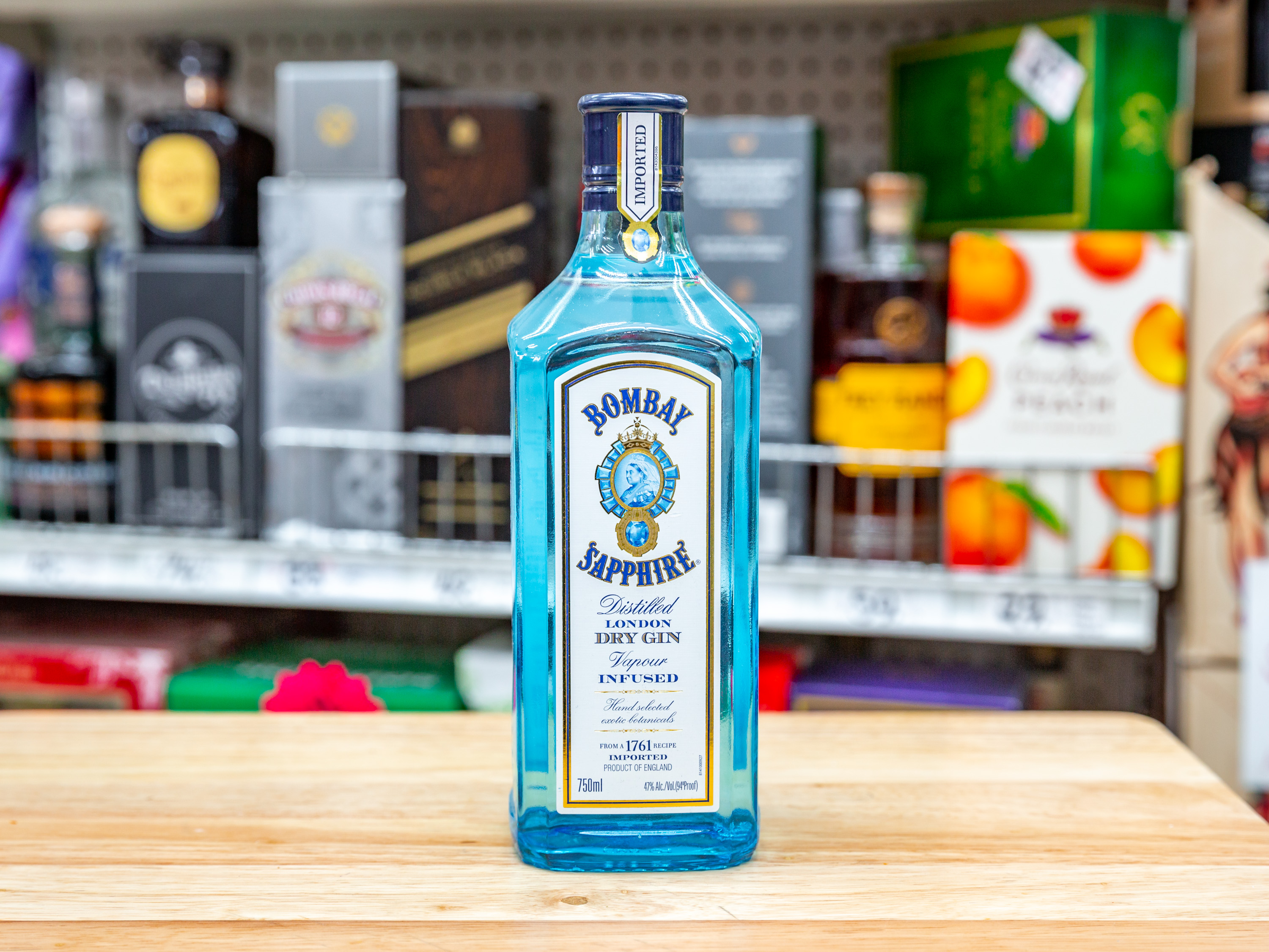 Order Bombay Sapphire, 750 ml. Gin  food online from Holiday House Liquor store, Brea on bringmethat.com