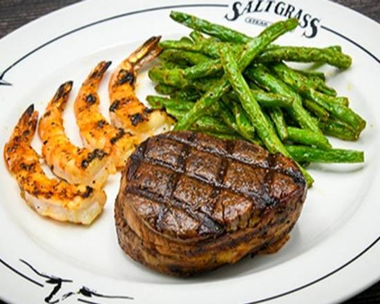Order Bacon Wrapped Filet & Shrimp food online from Saltgrass Steak House store, Pearland on bringmethat.com