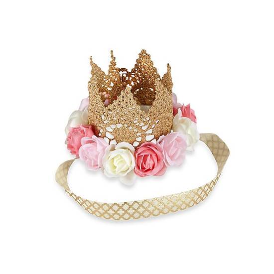Order Toby Fairy™  Newborn Rose Gold Metallic Lace Crown Headband with Flowers food online from Bed Bath & Beyond store, Lancaster on bringmethat.com