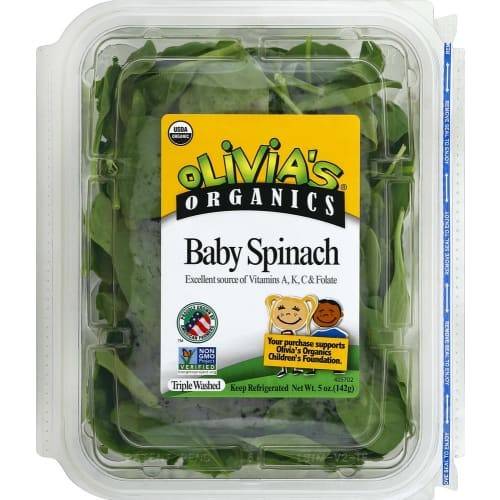 Order Olivia's · Baby Spinach (5 oz) food online from Shaw's store, Londonderry on bringmethat.com