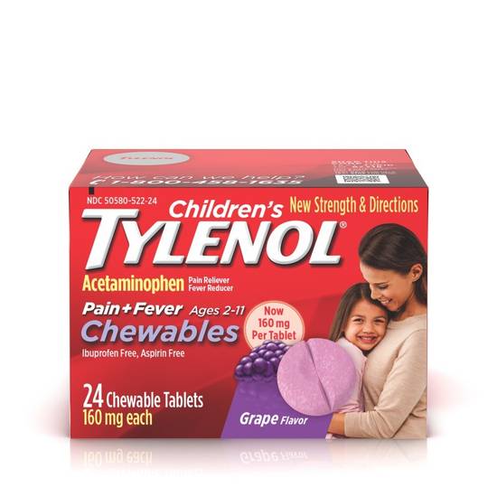 Order Children's Tylenol Chewables Grape (24 ct) food online from Rite Aid store, Newark on bringmethat.com