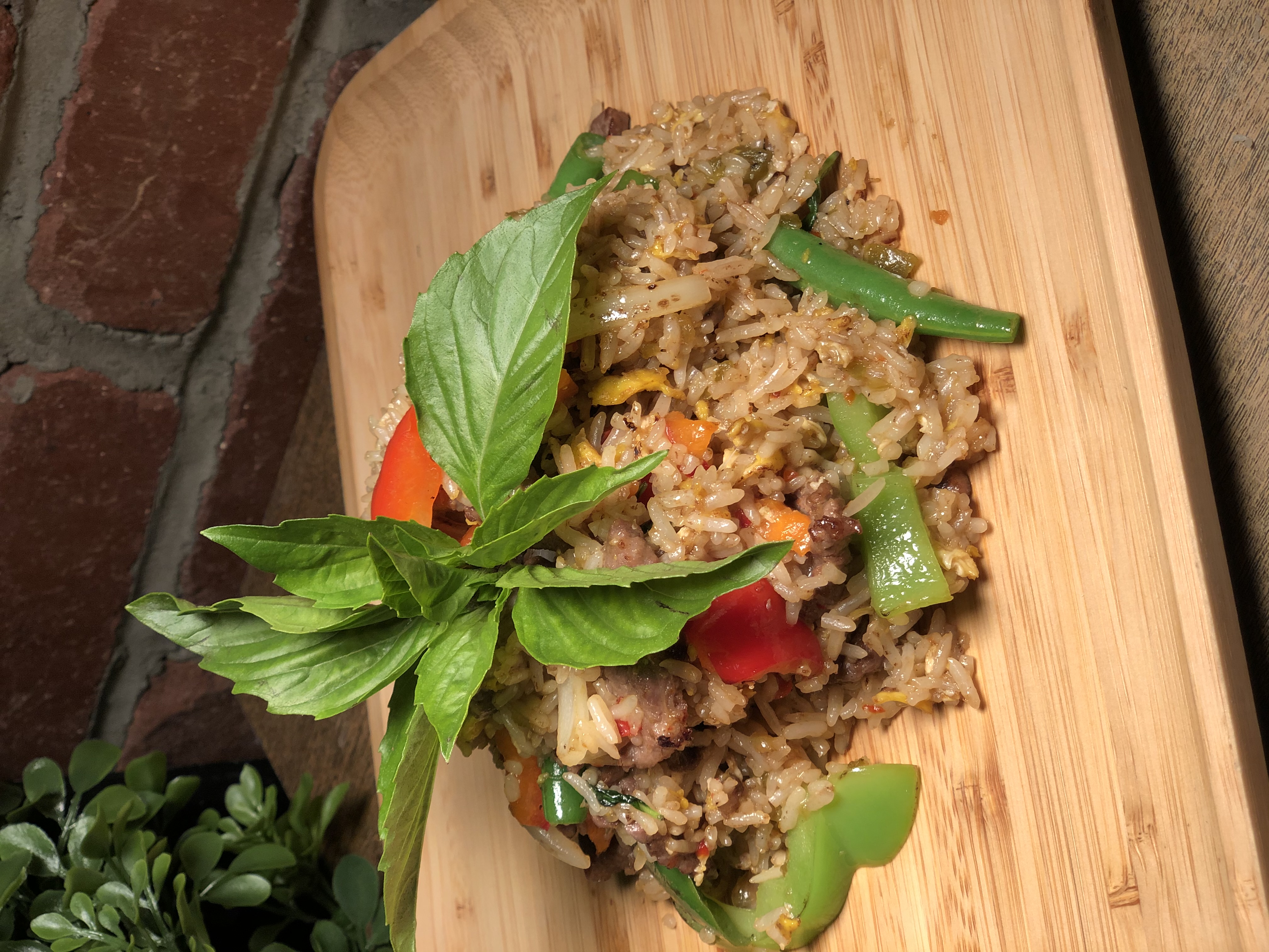 Order Spicy Basil Fried Rice (Can be without soy sauce) food online from Luck thai store, Brooklyn on bringmethat.com