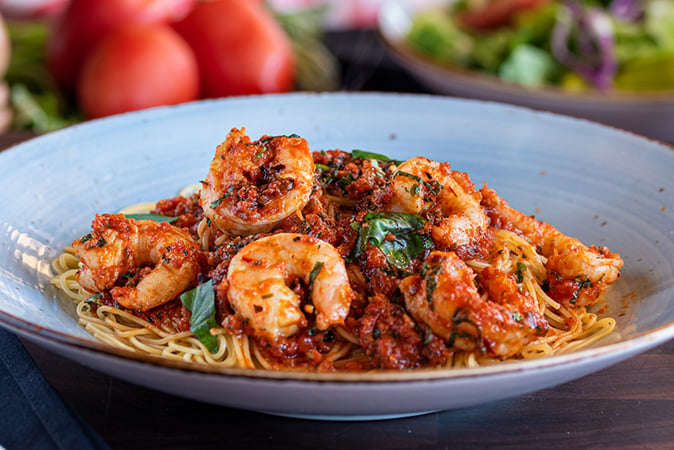 Order Shrimp Fra Diavolo food online from Russo's Pizza store, Galveston on bringmethat.com