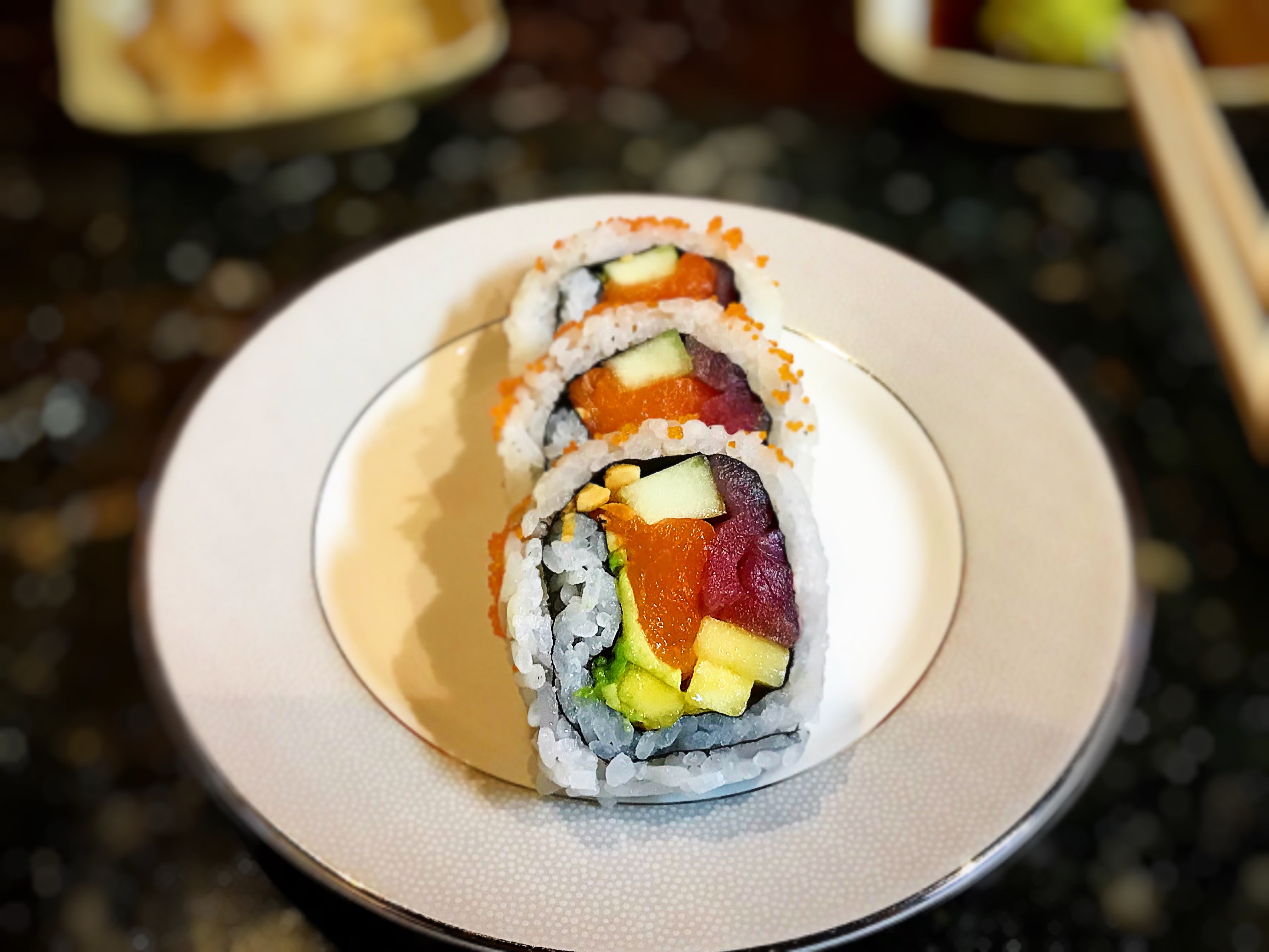 Order Tropical Roll food online from Sushi Hana store, Lake Oswego on bringmethat.com