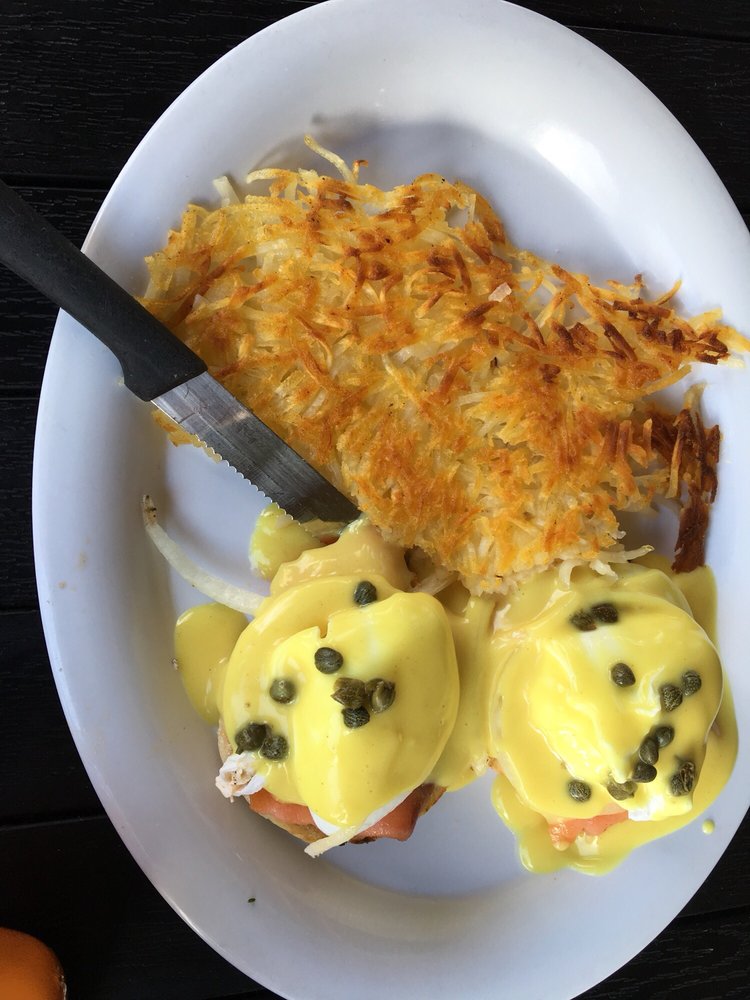 Order Lox Salmon Benedict food online from Royal Donut Cafe store, Burlingame on bringmethat.com