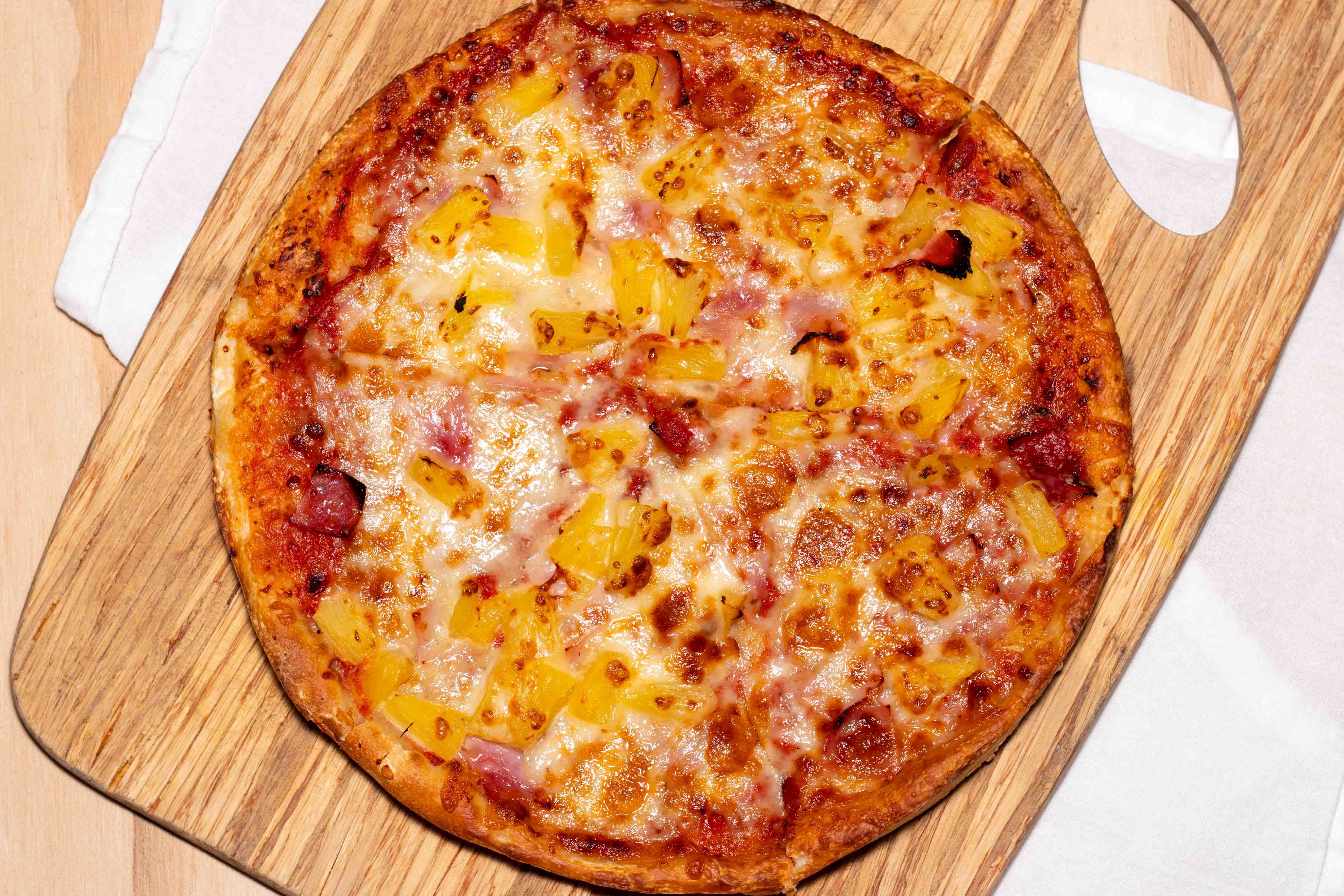 Order Hawaiian Pizza (Large) food online from Charlies Pizza Cafe store, Allston on bringmethat.com