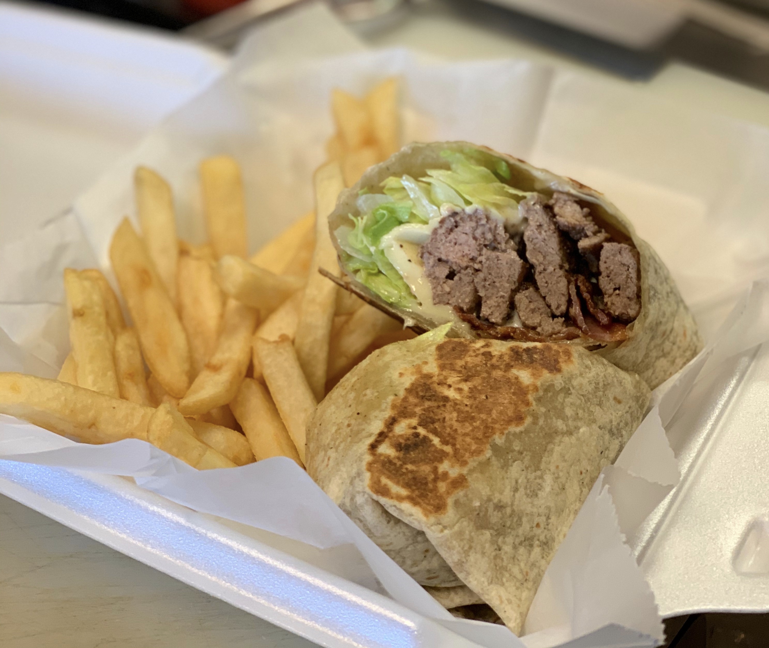 Order Bacon Cheeseburger Wrap food online from Empire Hots store, Webster on bringmethat.com