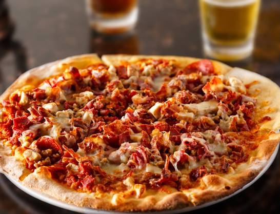 Order Meat Lover's Pizza food online from John Pizza Den store, Nashville on bringmethat.com