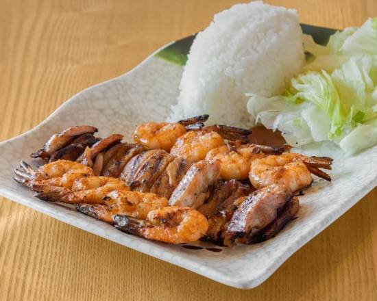 Order Chicken and Shrimp Teriyaki Combo food online from Himitsu Teriyaki store, Seattle on bringmethat.com