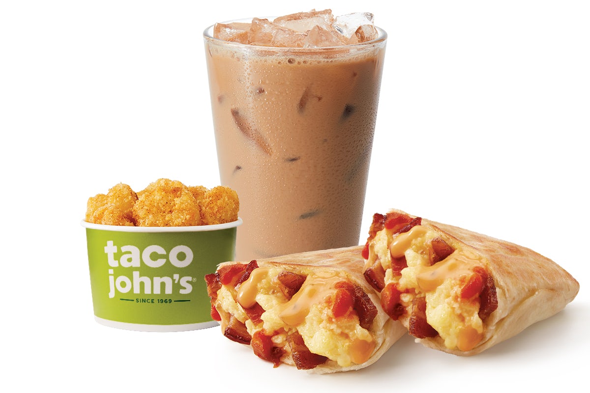 Order Two Junior Grilled Breakfast Burritos Combo food online from Taco John's store, Evansville on bringmethat.com