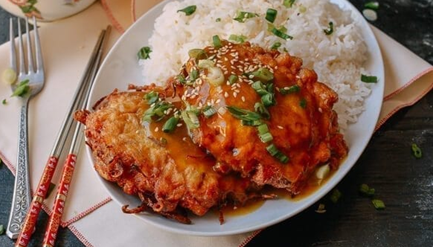 Order Chicken Egg Foo Young - 1403 food online from Kirin Hot store, Lancaster on bringmethat.com