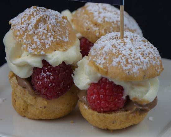 Order Mixed Berry Cream Puffs (6 ea) food online from Sinners & Saints Bakery store, Los Angeles on bringmethat.com