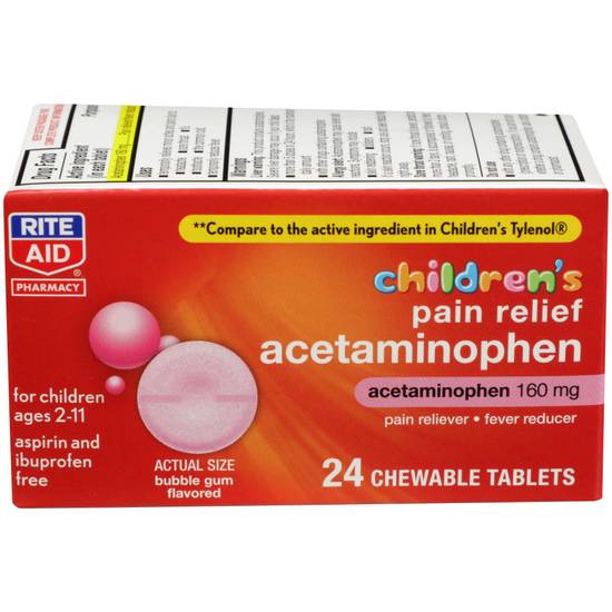 Order Rite Aid Children's Pain Relief Acetaminophen Bubble Gum 160mg (24 ct) food online from Rite Aid store, Yuba City on bringmethat.com
