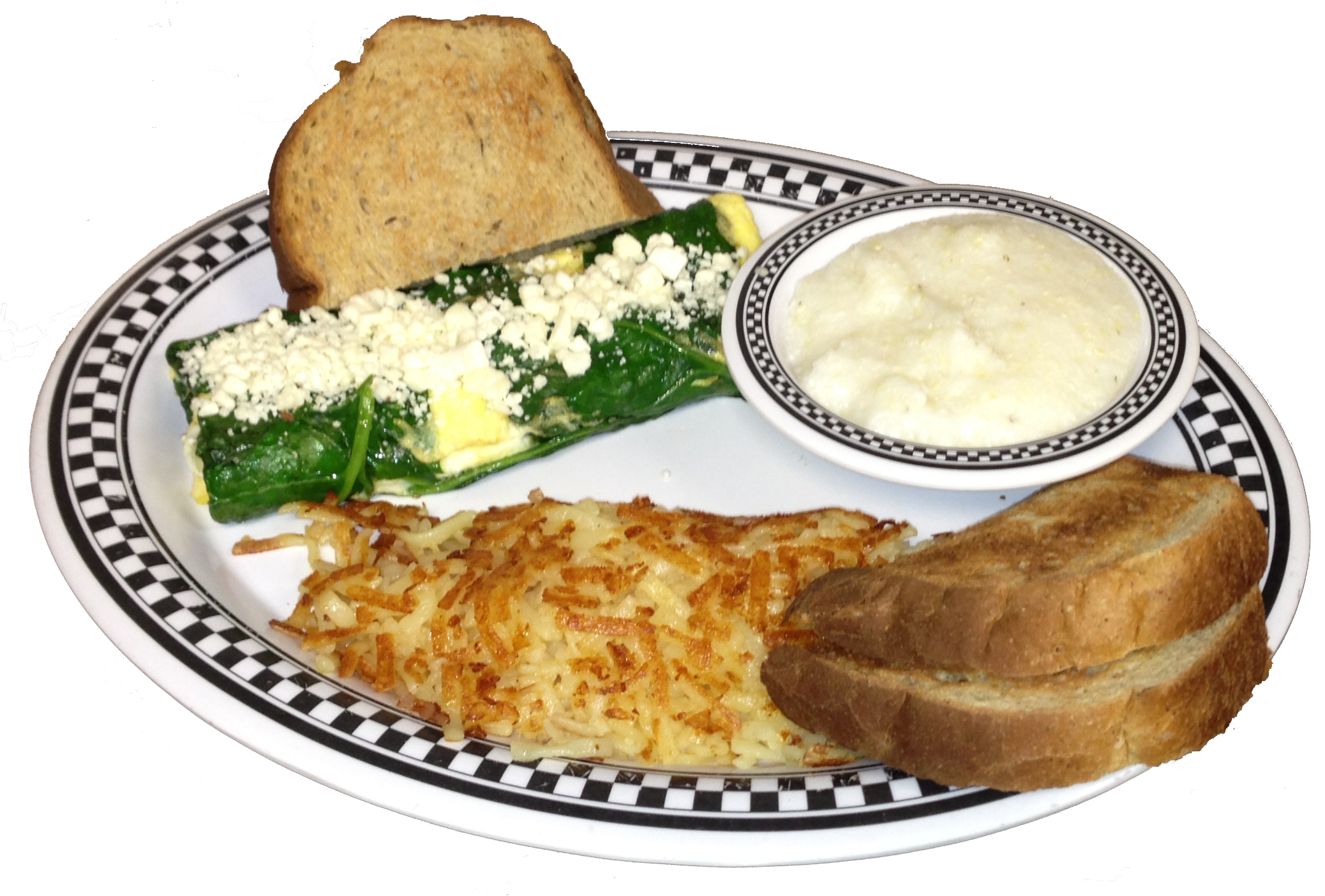 Order Spinach and Feta Omelette food online from Carolina's Diner store, Greensboro on bringmethat.com