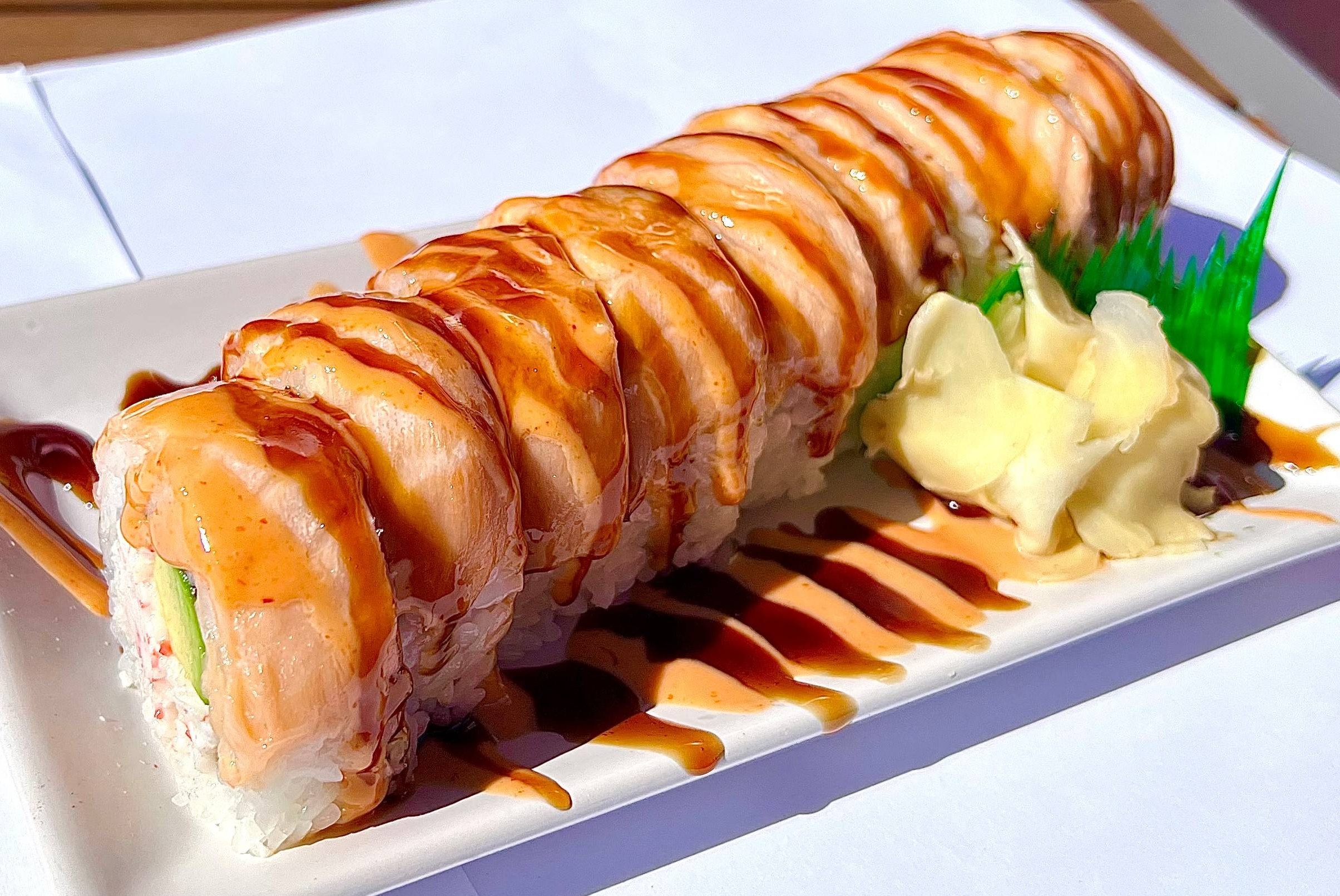 Order Baked Salmon Roll food online from Poki Yaki store, Compton on bringmethat.com