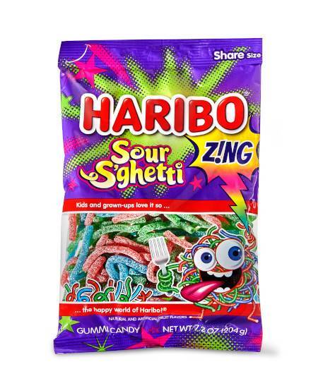 Order Haribo Gummy Candy - Sour S’ghetti 5 oz food online from Ice Cream & More Anaheim store, Anaheim on bringmethat.com