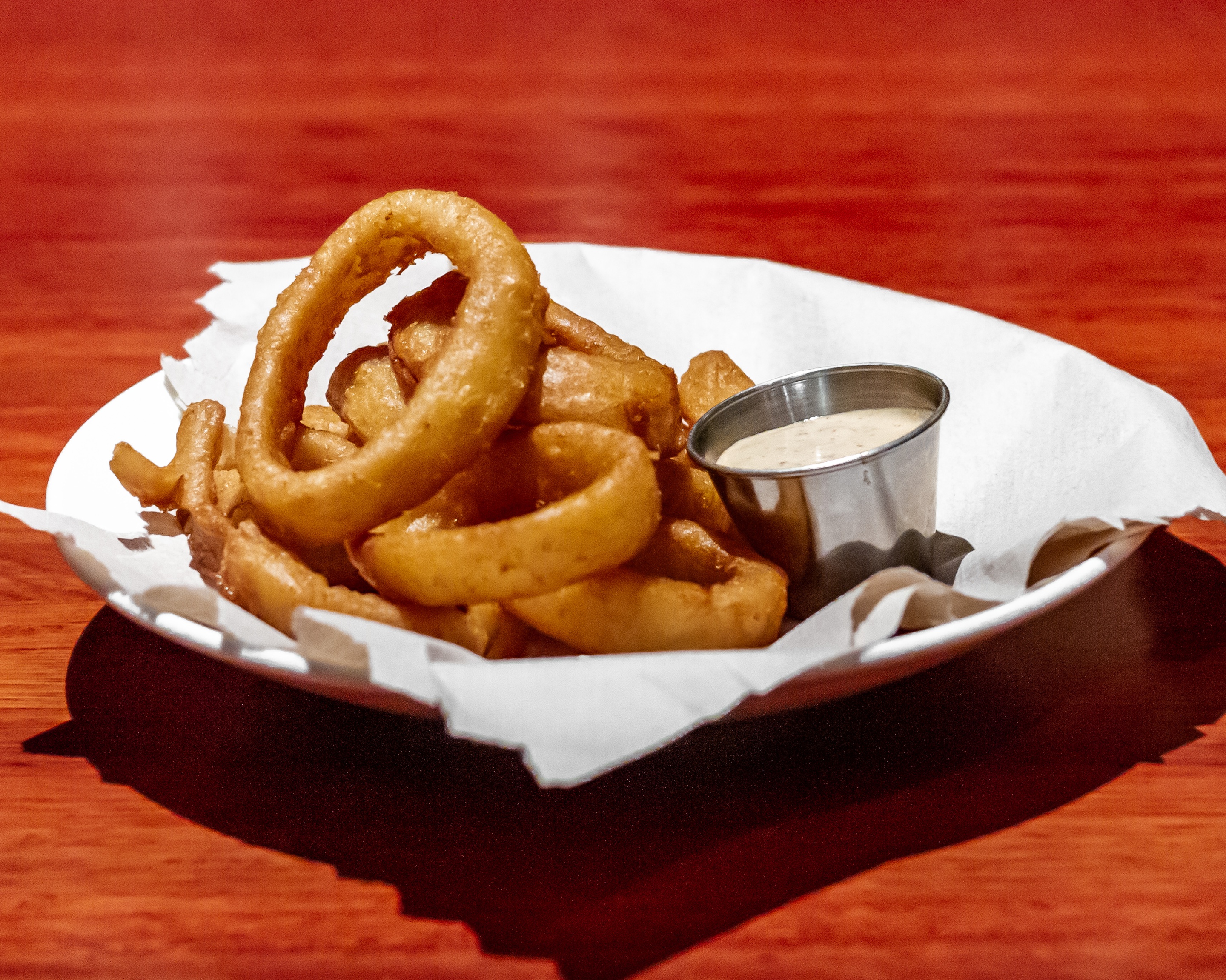 Order Beer Battered Onion Rings (Large) food online from Jimmy Bob Bbq & Wings store, Lancaster on bringmethat.com