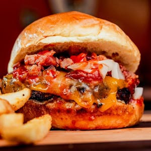 Order Texas Bacon Burger (Regular) food online from Yummy Bones Barbecue store, Port Washington on bringmethat.com