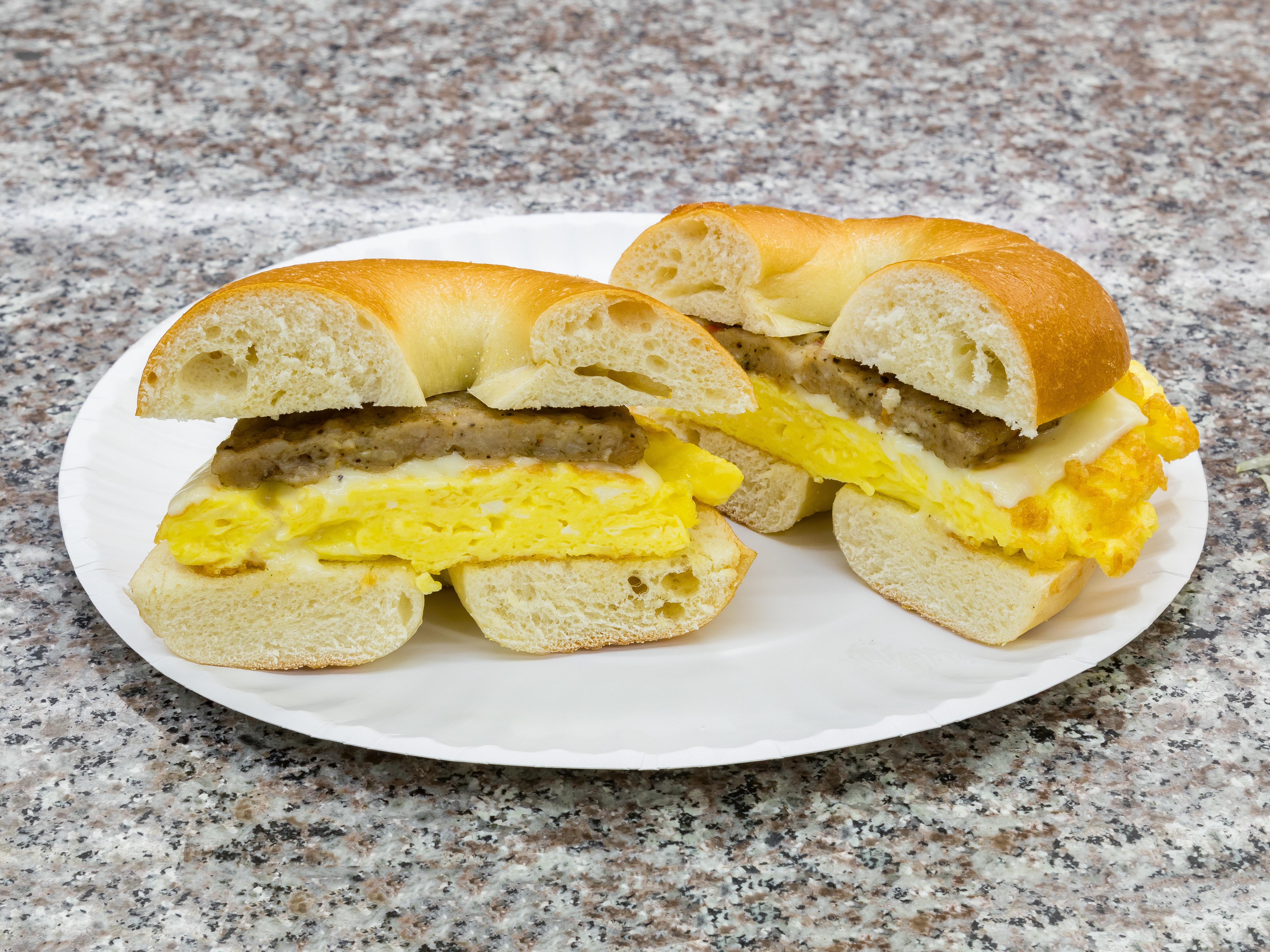 Order Pork Sausage, Egg and Cheese Sandwich food online from Monde Market store, Philadelphia on bringmethat.com