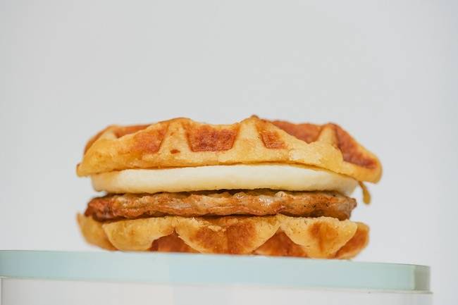 Order Sausage, Egg & Waffle Sandwich food online from Human Bean store, Canby on bringmethat.com