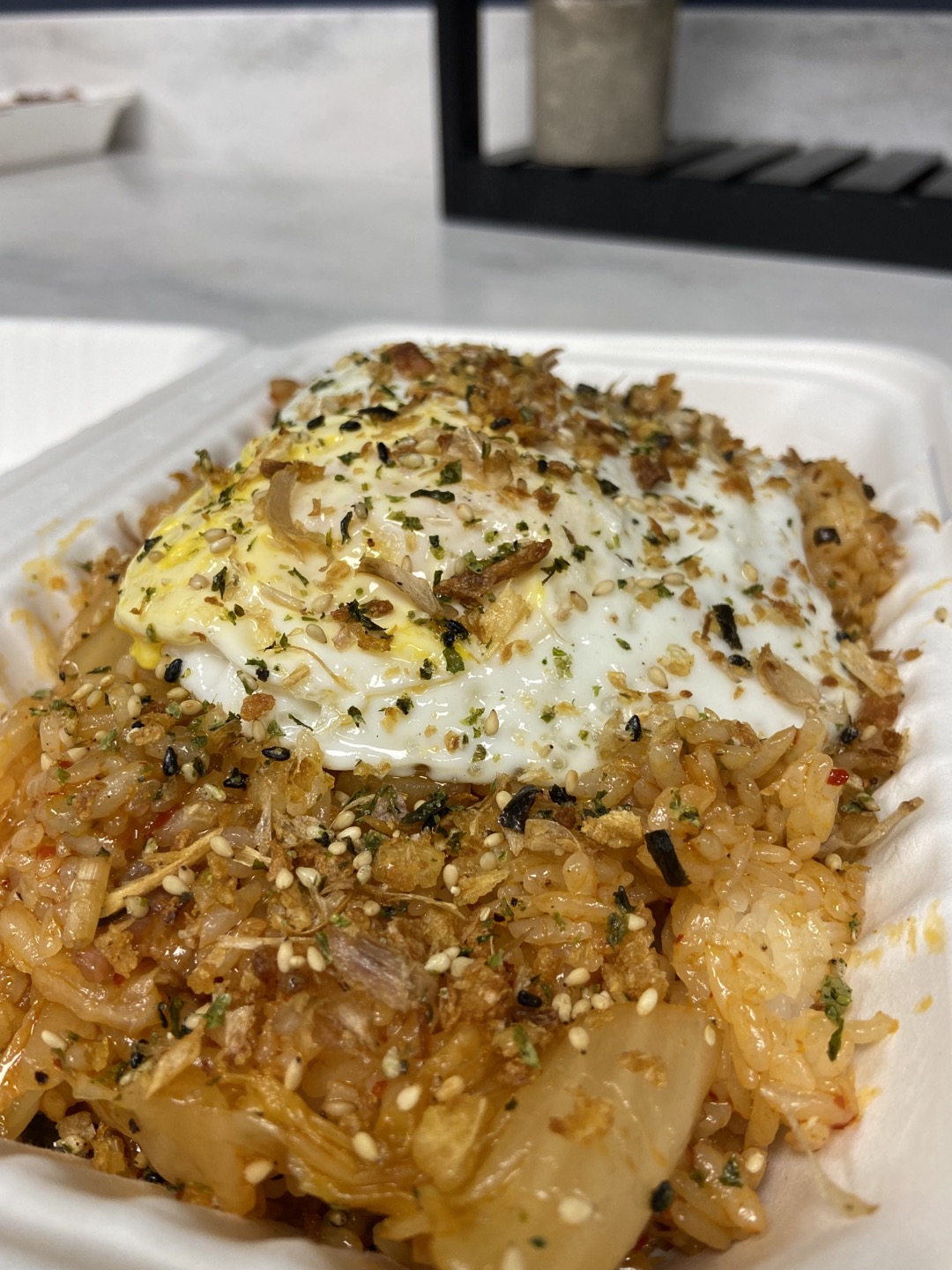 Order Bacon & kimchi Fried Rice with Egg food online from Foodieum Cafeteria store, Norwalk on bringmethat.com