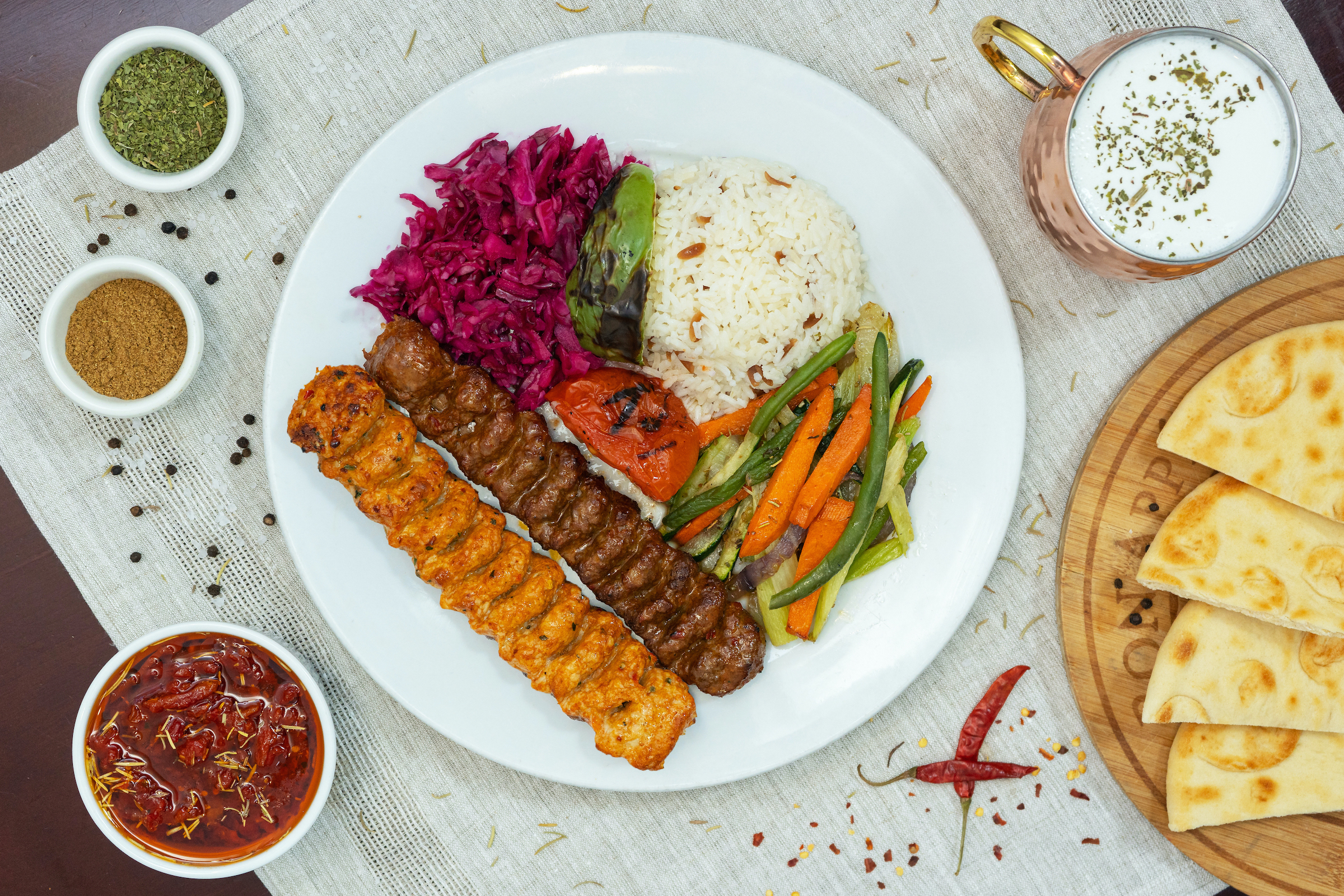 Order Kebab Combination (Any two kebabs) food online from Istanbul Grill California store, Fountain Valley on bringmethat.com