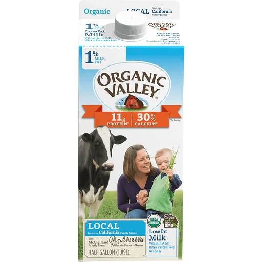 Order Organic Valley 1% Reduced Fat Milk 1/2 Gallon CA (.5 GAL) 144965 food online from BevMo! store, Milpitas on bringmethat.com