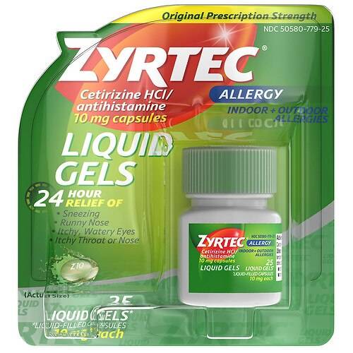 Order Zyrtec Zyrtec 24 Hour Allergy Relief Antihistamine Capsules - 25.0 ea food online from Walgreens store, Plainfield on bringmethat.com