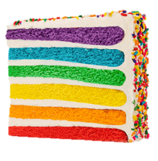 Order Carlo's Bakery Vanilla Rainbow Cake Slice food online from Go Burger store, Mount Sinai on bringmethat.com