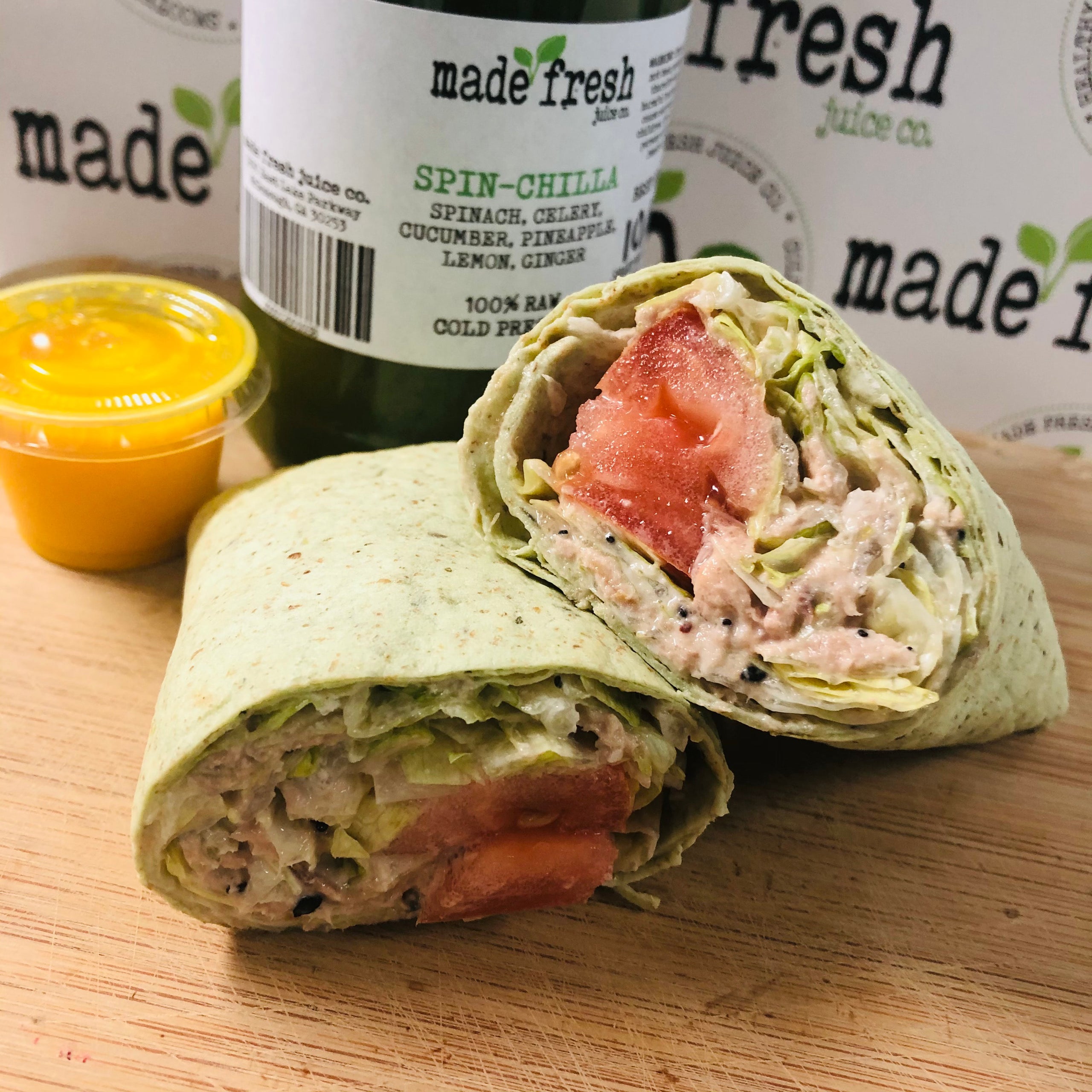 Order TUNA SALAD WRAP food online from Made Fresh Juice Co. store, McDonough on bringmethat.com