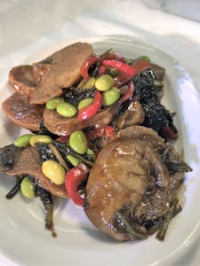 Order J9. Soy Bean with Vegetarian Chicken 毛豆烤素鸡 food online from Garage Restaurant store, San Gabriel on bringmethat.com