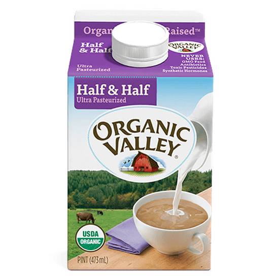 Order Organic Valley Half & Half 16oz Btl food online from Everyday Needs by Gopuff store, Pittsburgh on bringmethat.com