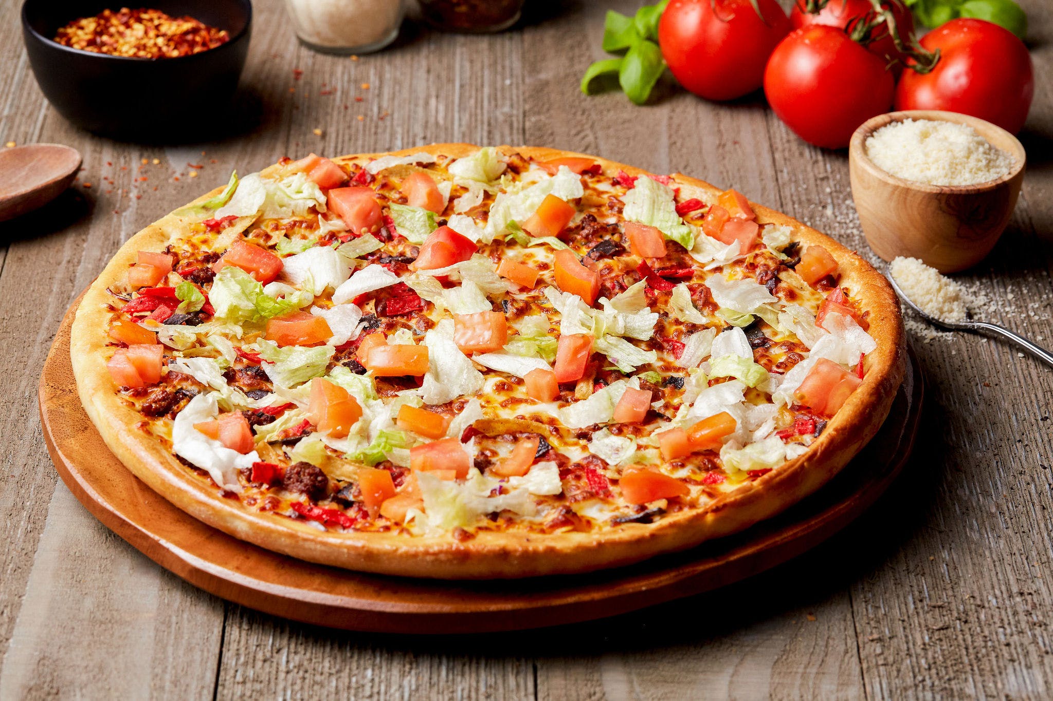 Order Fiesta Pizza - Medium 12'' food online from Simple Simon's Pizza store, Shawnee on bringmethat.com
