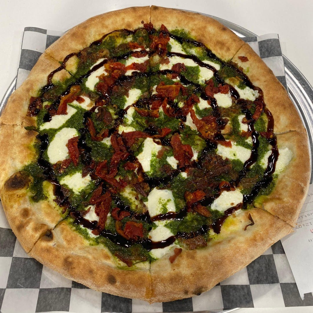 Order Pesto Pizza - Personal 10'' food online from Oak City Pizza Co store, Edmond on bringmethat.com