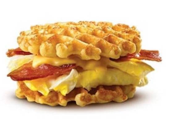 Order BELGIAN WAFFLE BACON SLIDER CAL 390 food online from White Castle store, Corydon on bringmethat.com