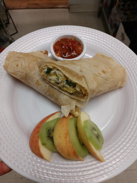 Order Breakfast Burrito food online from 4 Roots Juice Bar And Cafe store, Twin Falls on bringmethat.com