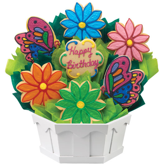 Order A249. Butterfly and Daisy Birthday Bouquet food online from Cookies By Design store, Schaumburg on bringmethat.com