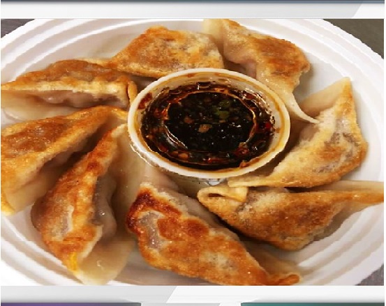Order 17. Fried Chicken Dumplings food online from Red Apple Chinese Restaurant store, Waterloo on bringmethat.com