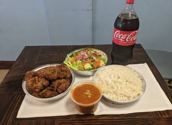 Order COMBO 2-chicharron de pollo /arroz / habichuela /ensaladas o soda o fries food online from El Camino Feliz store, Paterson on bringmethat.com