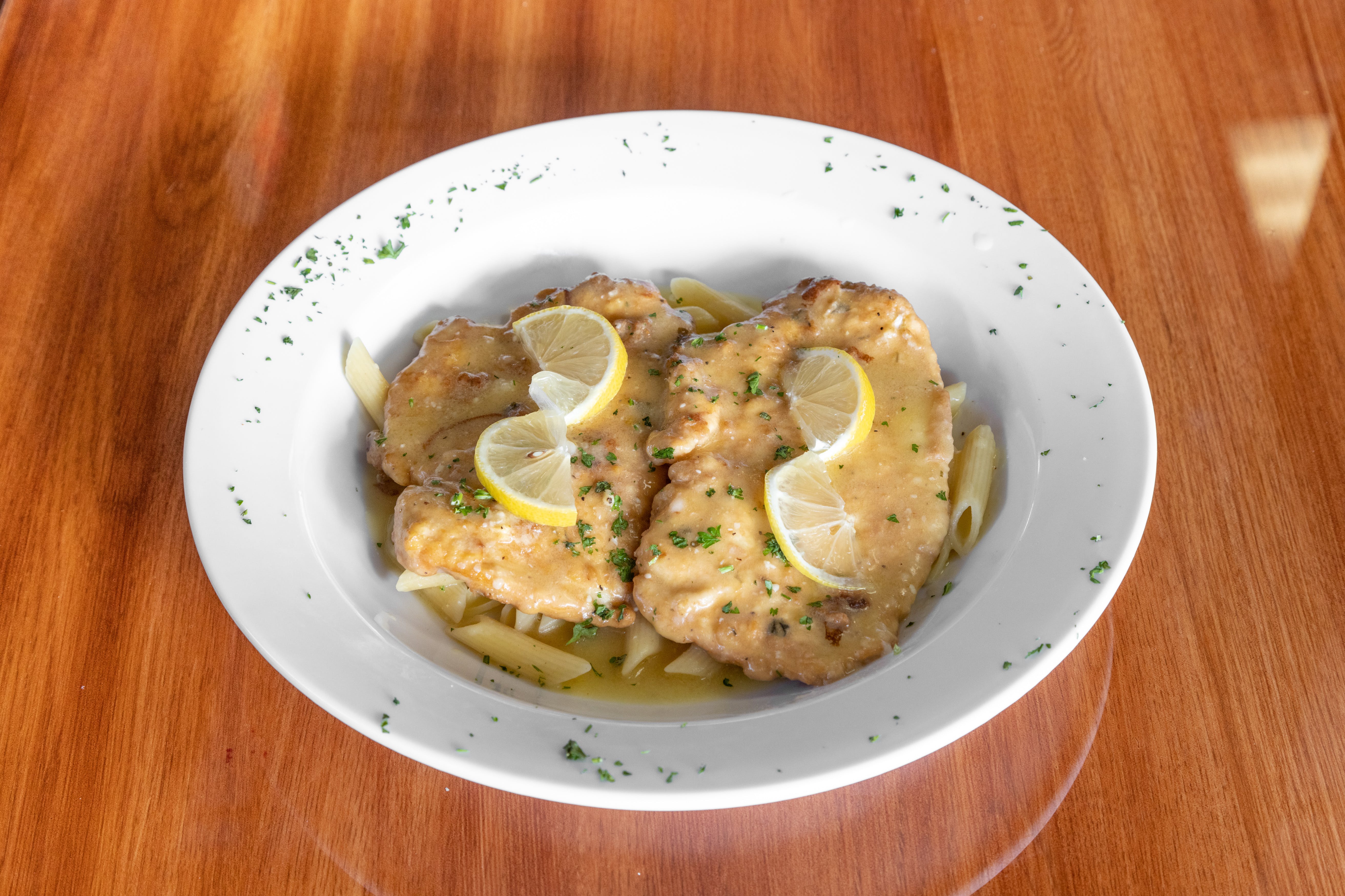 Order Chicken Francese - Entree food online from Colandrea's Pizza King store, Middletown on bringmethat.com