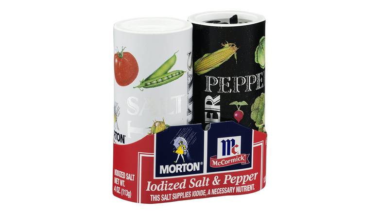 Order Morton Mccormick Iodized Salt & Pepper food online from Trumbull Mobil store, Trumbull on bringmethat.com