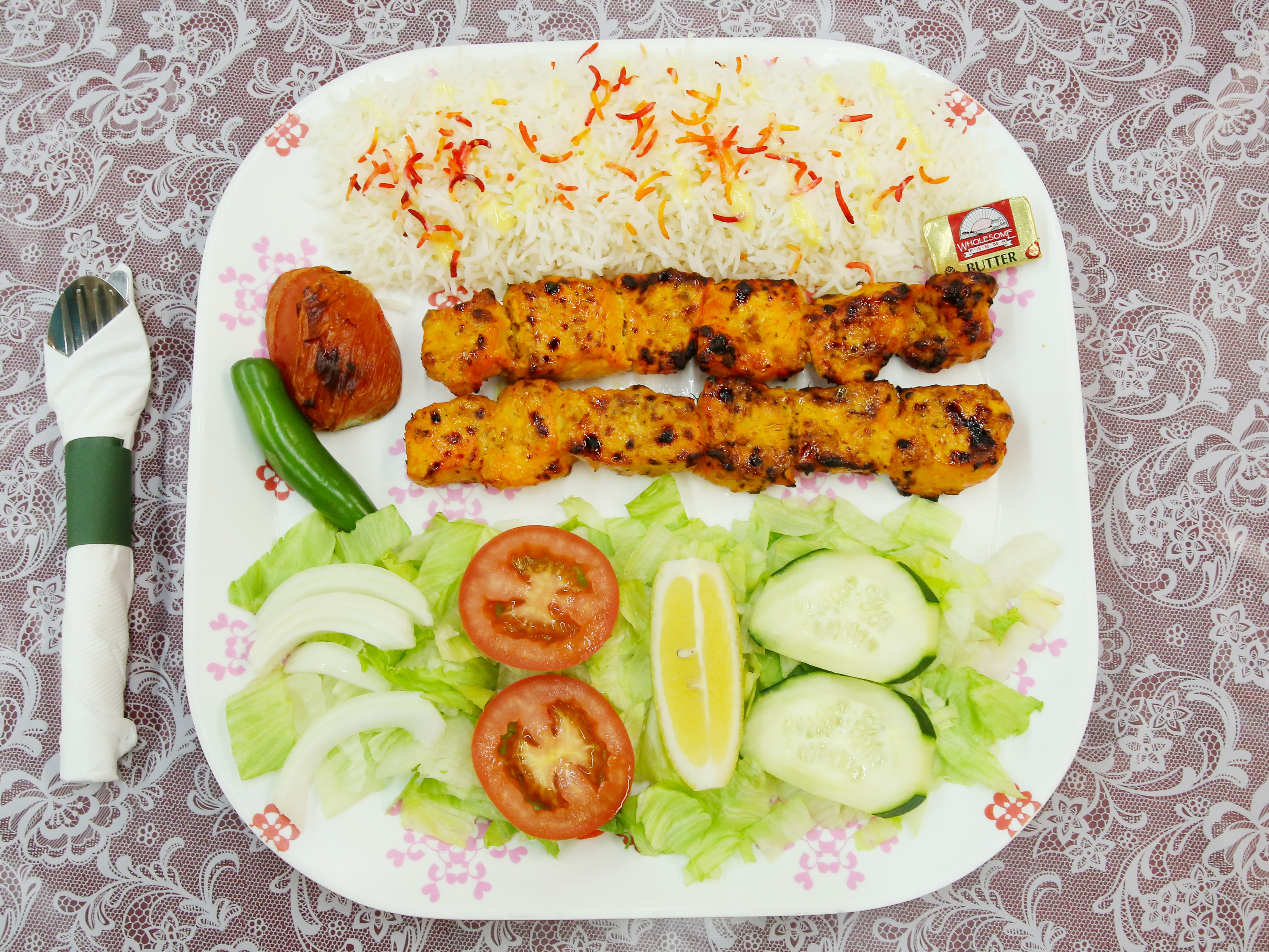 Order 3. Double Tawouk Platter food online from Shahrazad Market & Restaurant store, Salt Lake City on bringmethat.com