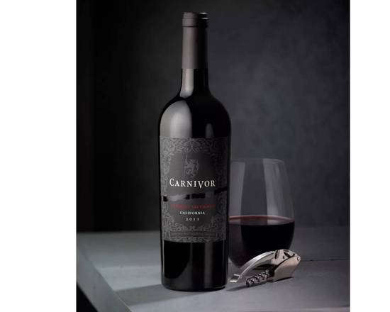 Order Carnivor Cabernet Sauvignon, 750mL red wine (13.8% ABV) food online from Cold Spring Liquor store, Liberty Hill on bringmethat.com