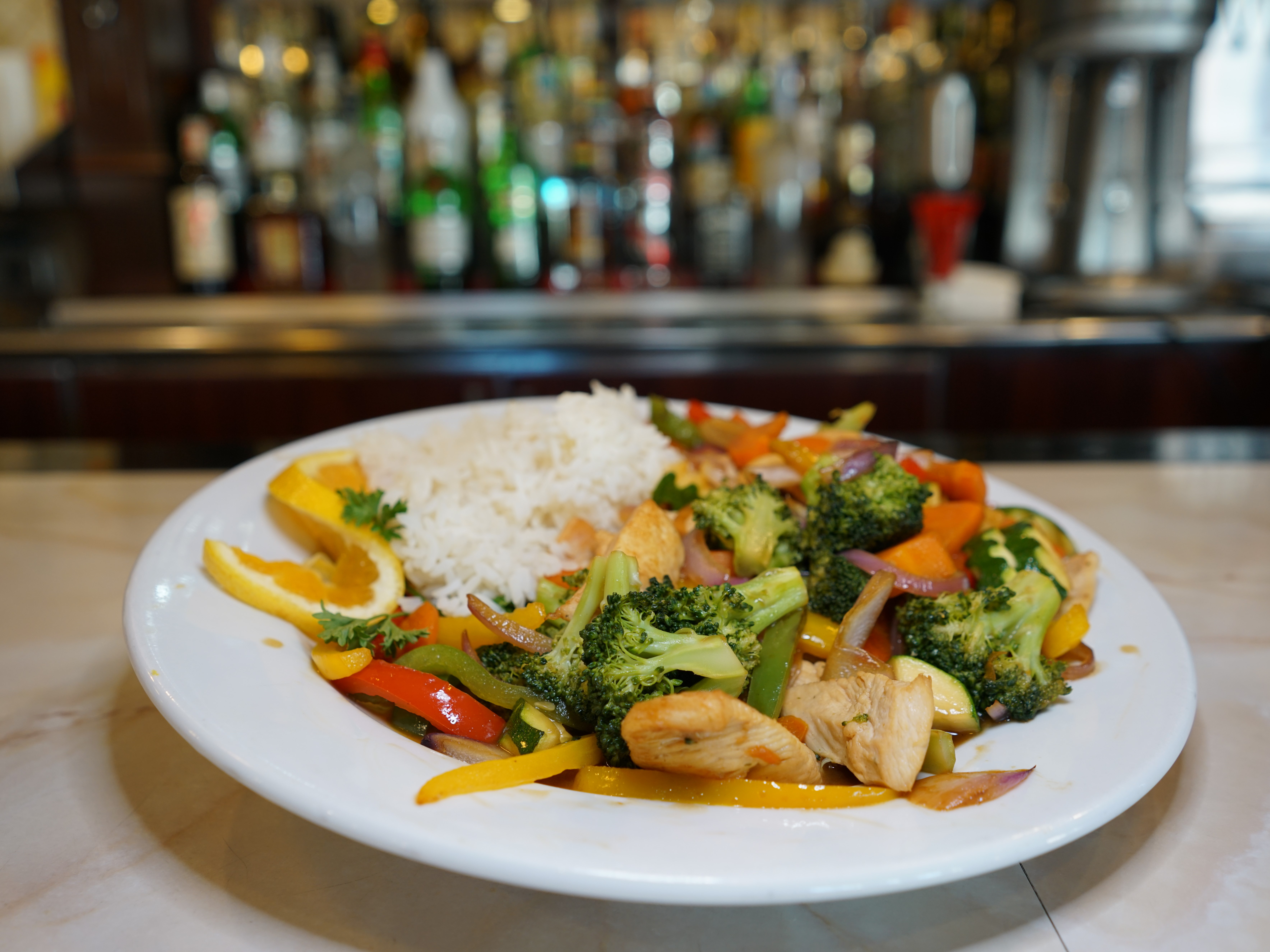 Order Chicken Stir Fry with white rice food online from Fountain Diner store, Hartsdale on bringmethat.com