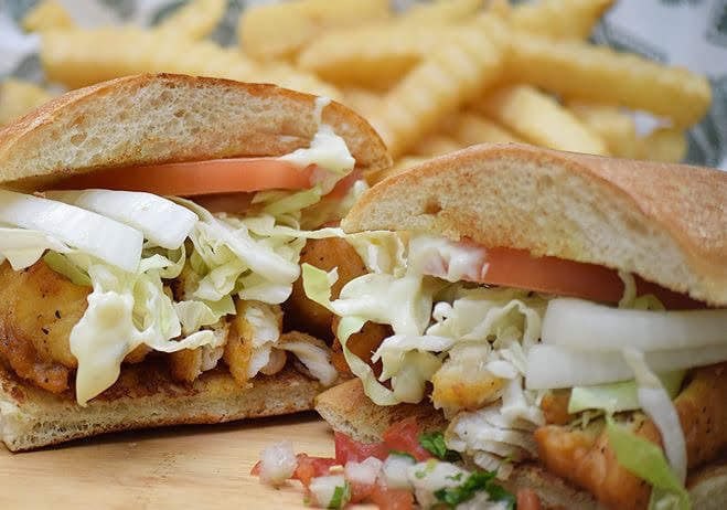 Order Fish Torta food online from Los Cuates store, Raleigh on bringmethat.com