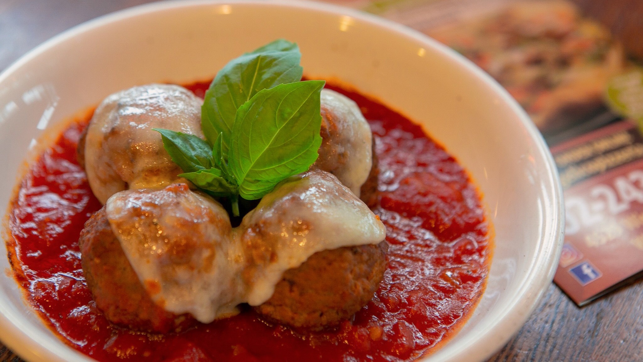 Order Meatball Parmesan food online from Angelico Pizzeria and Cafe store, Washington on bringmethat.com
