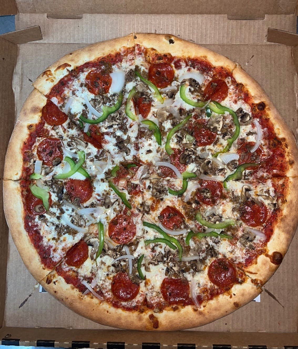 Order Combo Pizza - Medium 12'' (6 Slices) food online from K's Bronx Pizzeria and Italian Foods store, Canoga Park on bringmethat.com