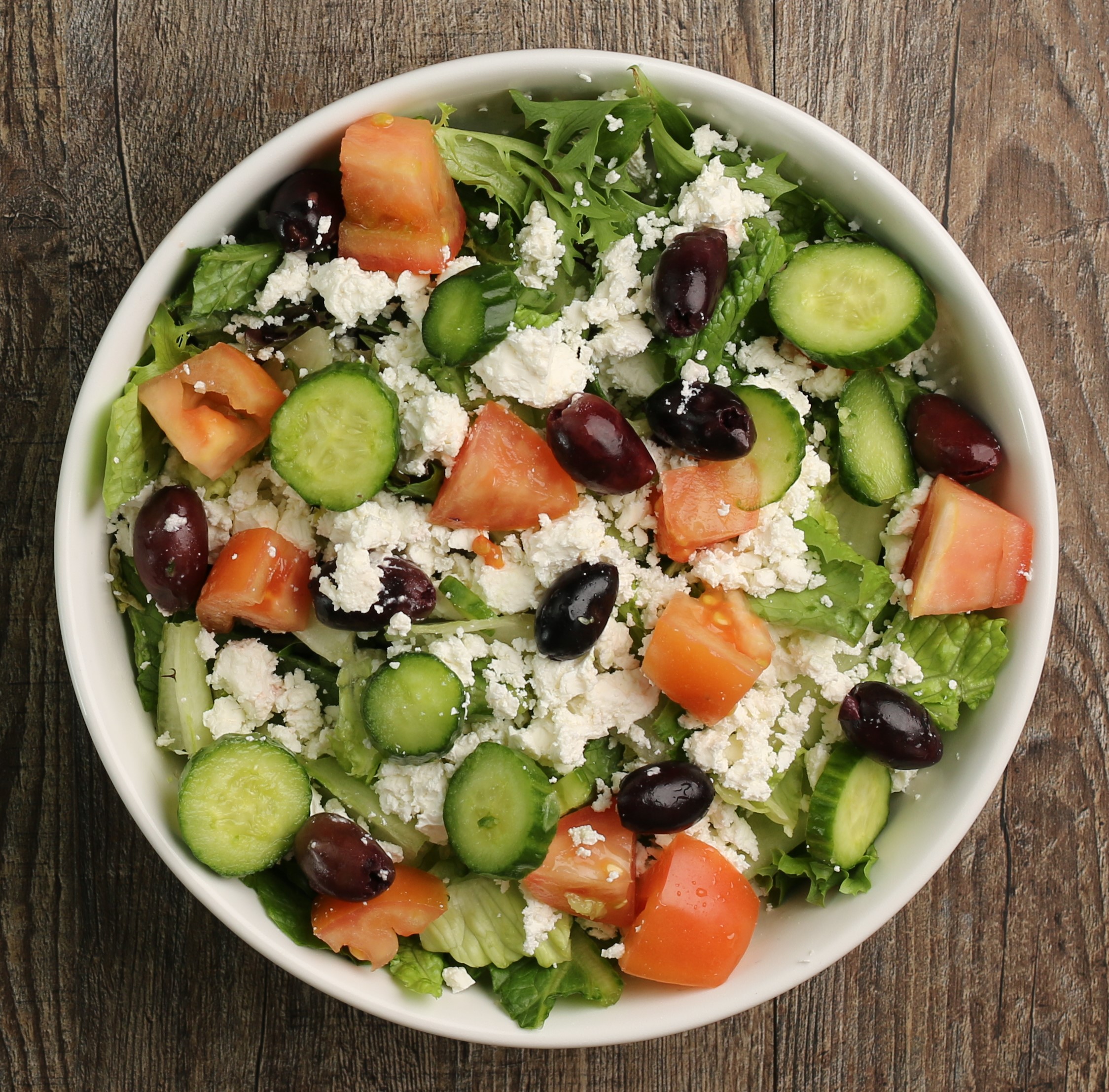 Order Greek Salad food online from Flame and Skewers store, Bakersfield on bringmethat.com