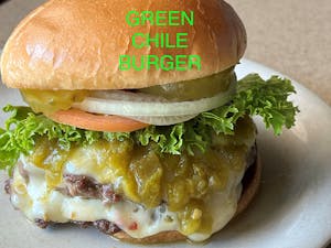Order Green Chile Burger food online from Burger State store, Kansas City on bringmethat.com